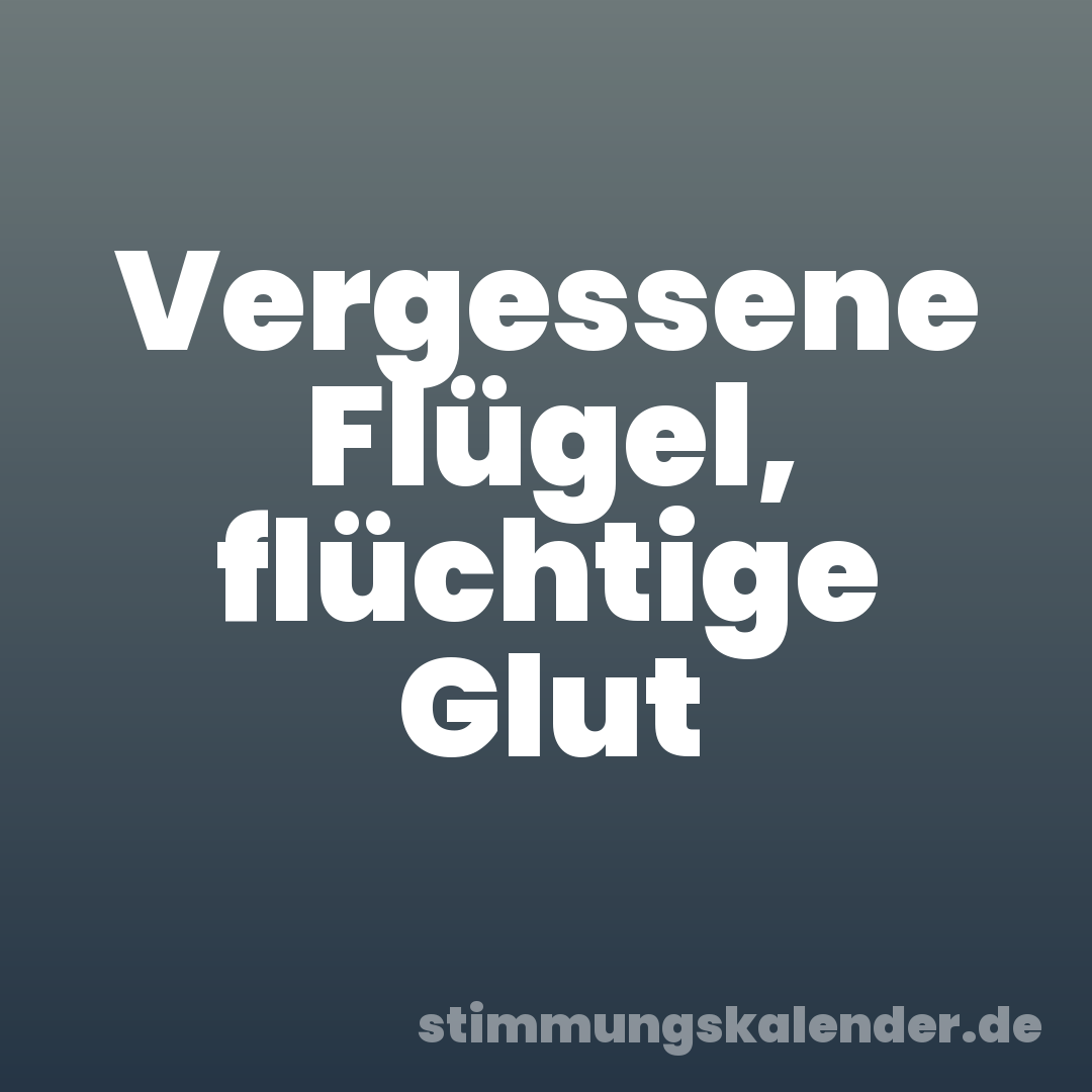 Vergessene Flügel, flüchtige Glut