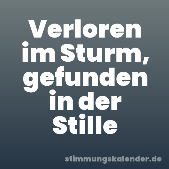 Verloren im Sturm, gefunden in der Stille
