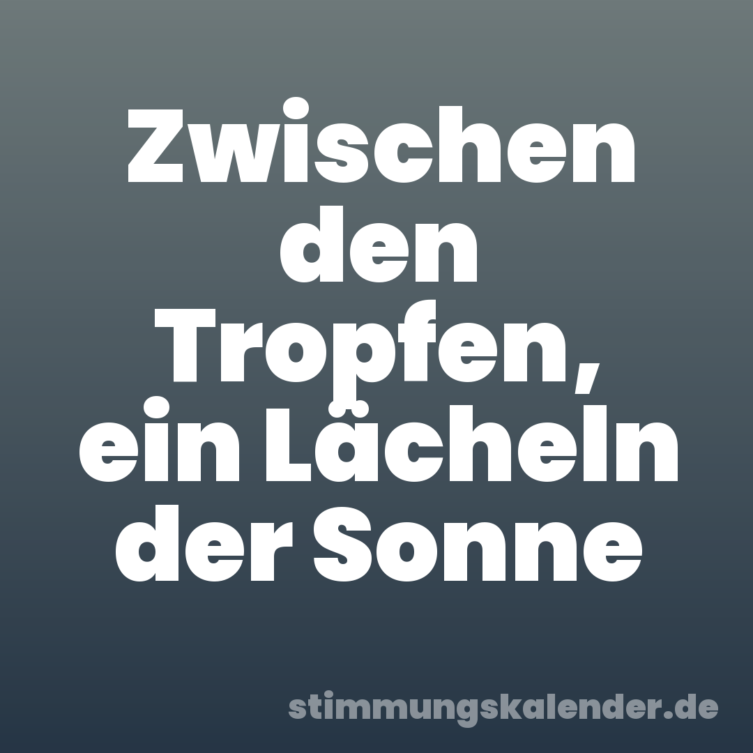 Zwischen den Tropfen, ein Lächeln der Sonne