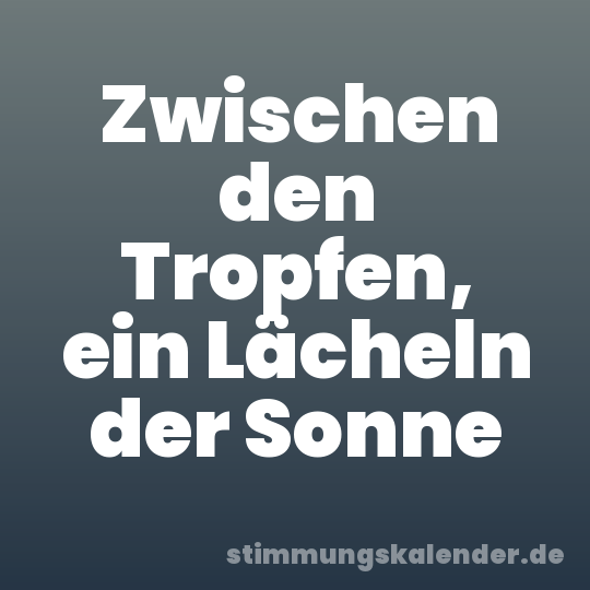 Zwischen den Tropfen, ein Lächeln der Sonne