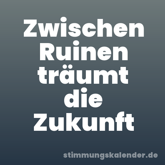 Zwischen Ruinen träumt die Zukunft