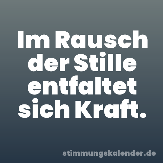 Im Rausch der Stille entfaltet sich Kraft.