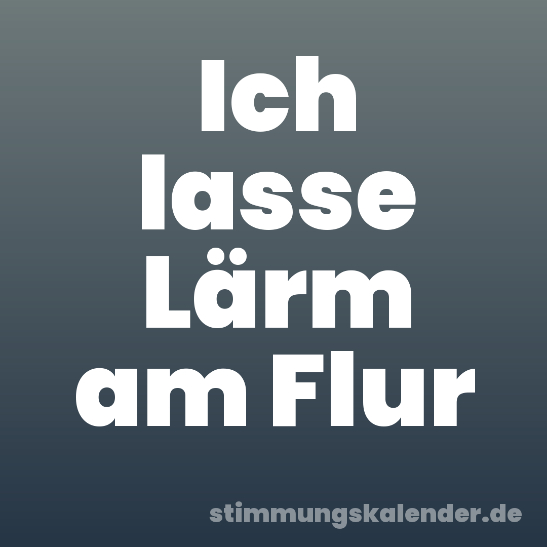 Ich lasse Lärm am Flur