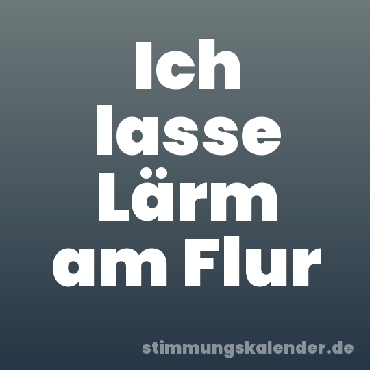 Ich lasse Lärm am Flur