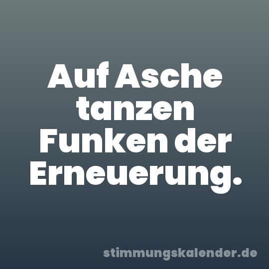 Auf Asche tanzen Funken der Erneuerung.