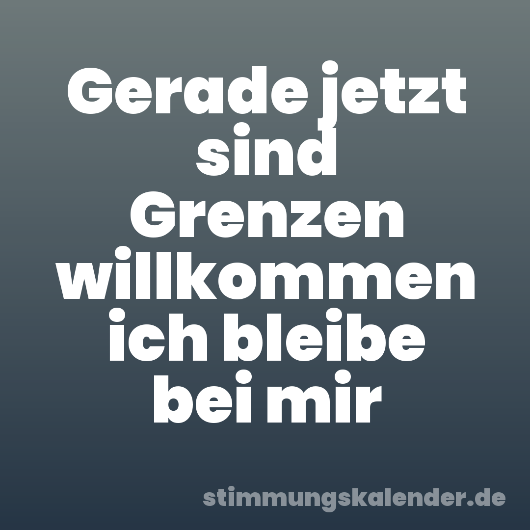 Gerade jetzt sind Grenzen willkommen ich bleibe bei mir