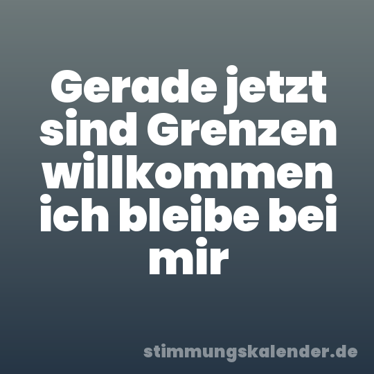Gerade jetzt sind Grenzen willkommen ich bleibe bei mir