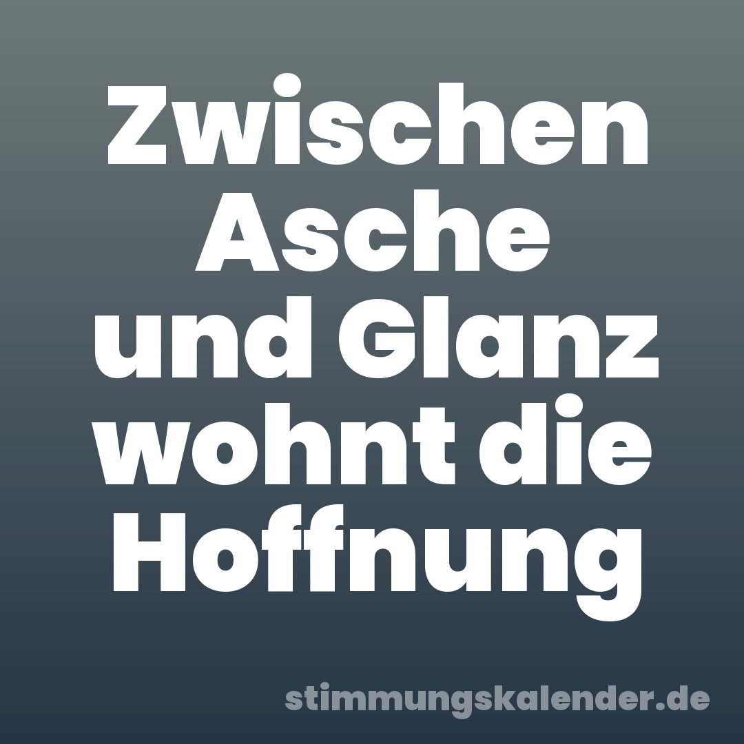 Zwischen Asche und Glanz wohnt die Hoffnung