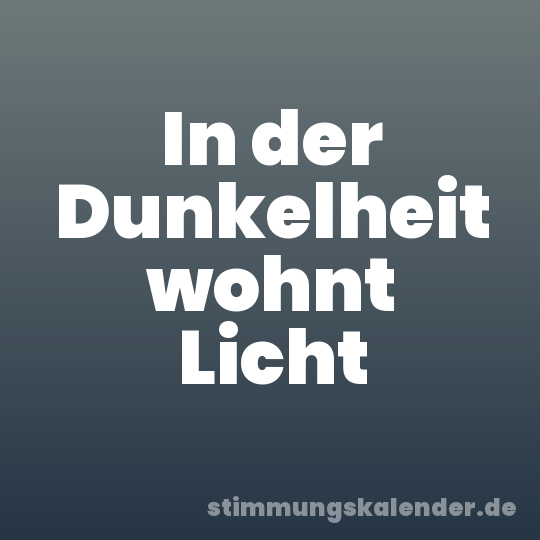 In der Dunkelheit wohnt Licht