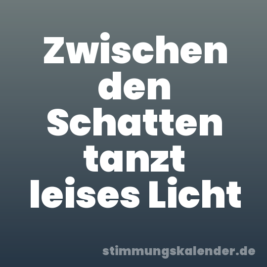 Zwischen den Schatten tanzt leises Licht