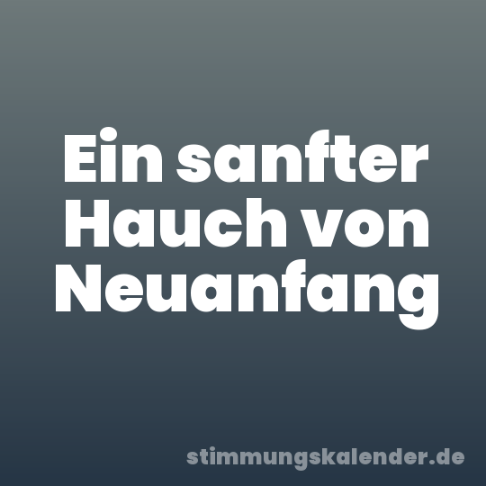 Ein sanfter Hauch von Neuanfang