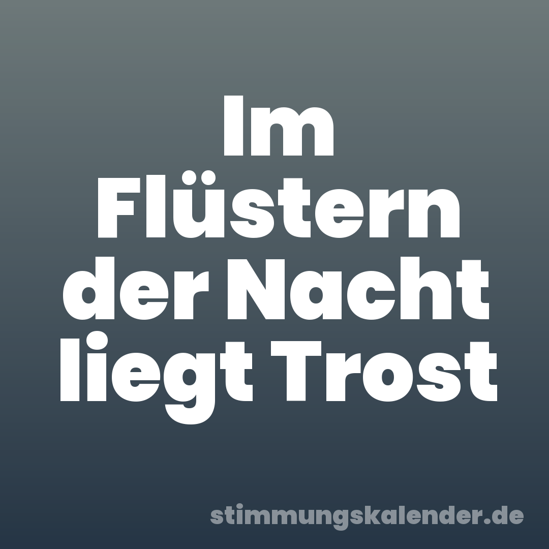 Im Flüstern der Nacht liegt Trost