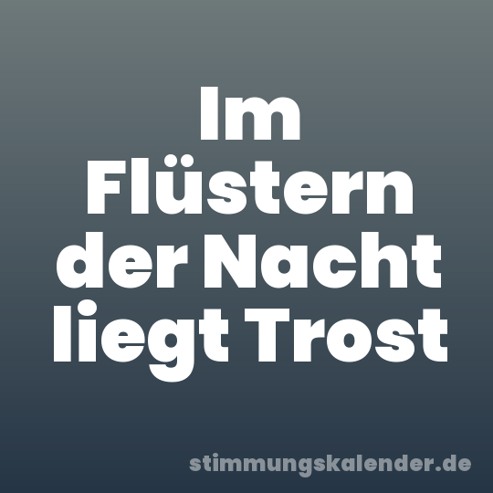 Im Flüstern der Nacht liegt Trost