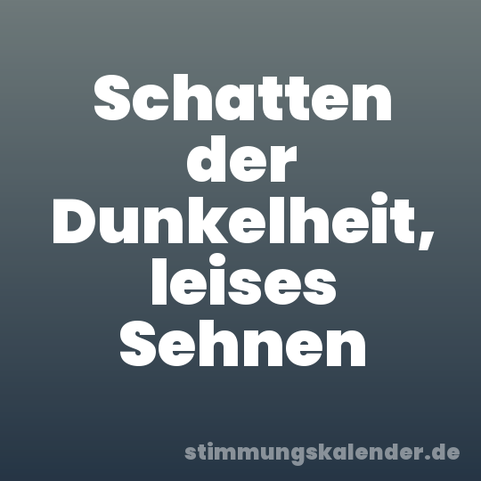 Schatten der Dunkelheit, leises Sehnen