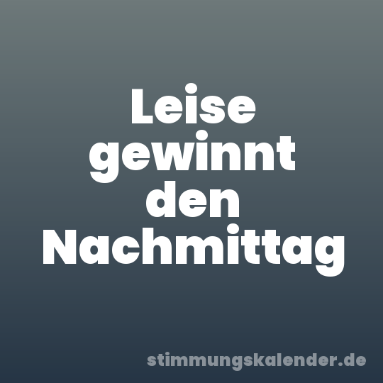 Leise gewinnt den Nachmittag