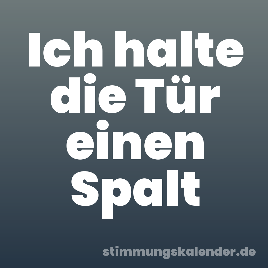 Ich halte die Tür einen Spalt