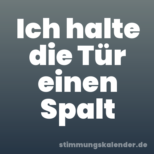 Ich halte die Tür einen Spalt
