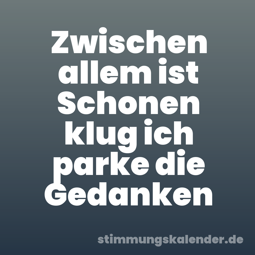 Zwischen allem ist Schonen klug ich parke die Gedanken