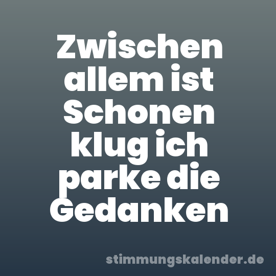 Zwischen allem ist Schonen klug ich parke die Gedanken