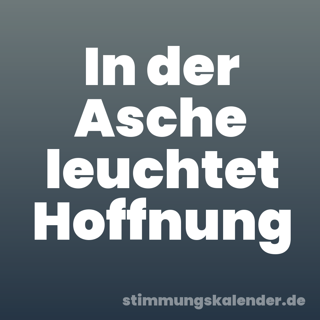 In der Asche leuchtet Hoffnung