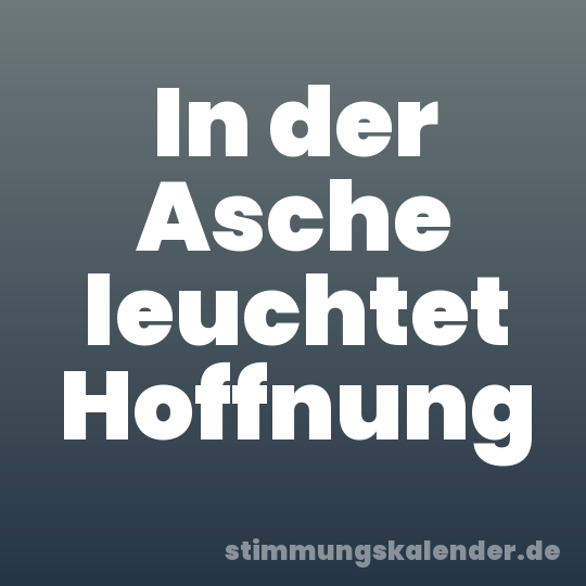 In der Asche leuchtet Hoffnung