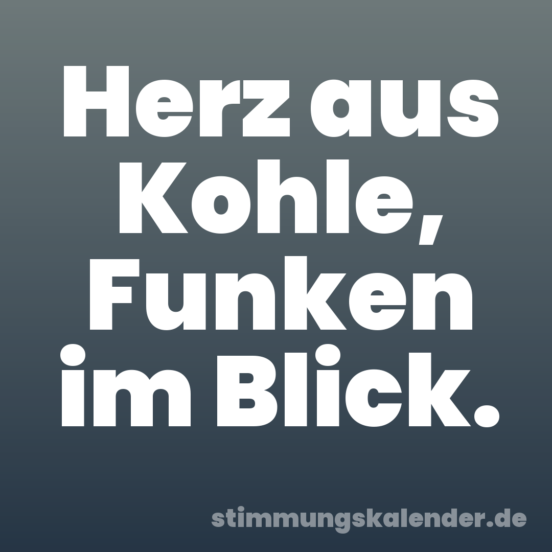 Herz aus Kohle, Funken im Blick.