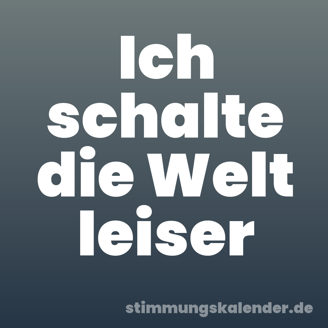 Ich schalte die Welt leiser