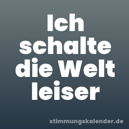 Ich schalte die Welt leiser