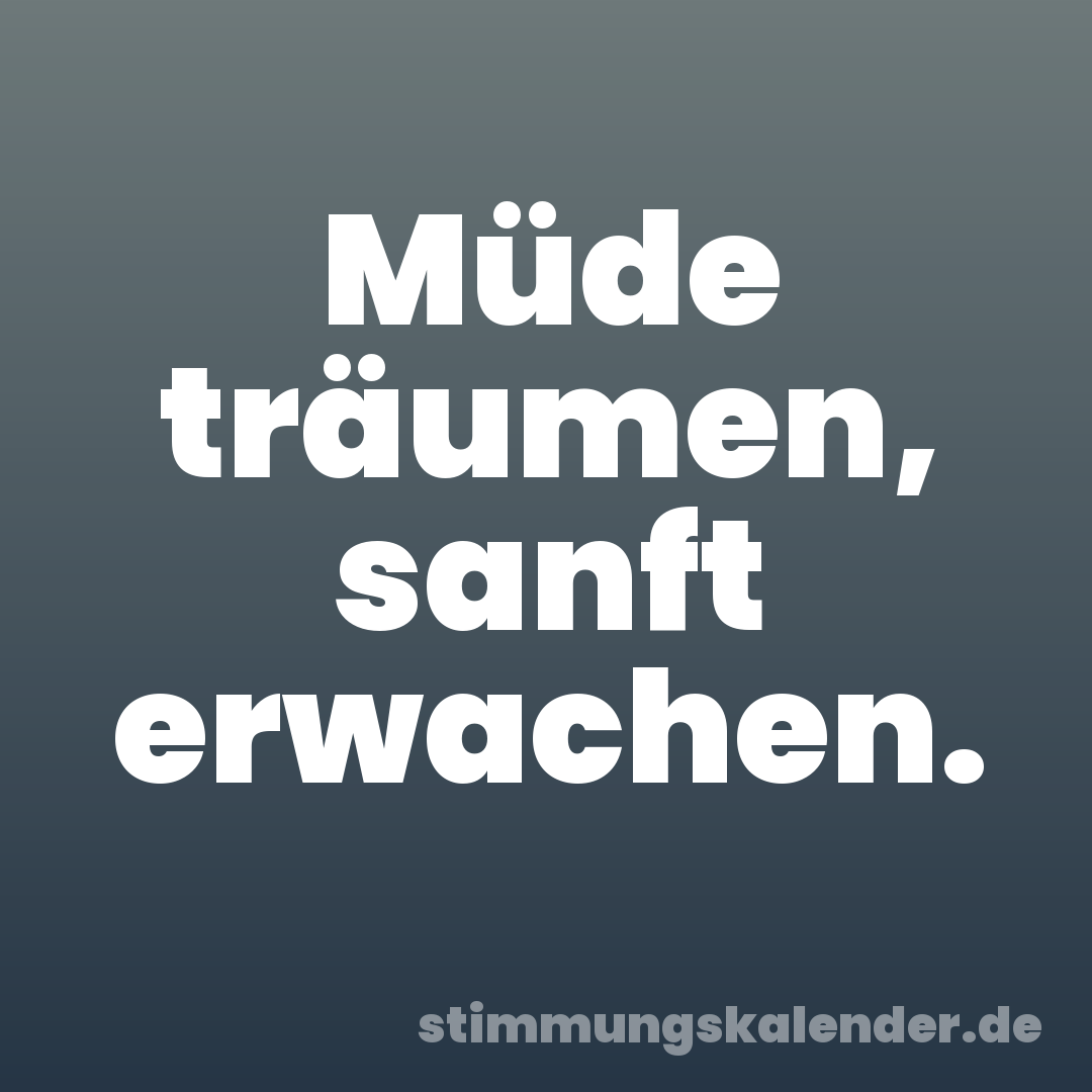 Müde träumen, sanft erwachen.