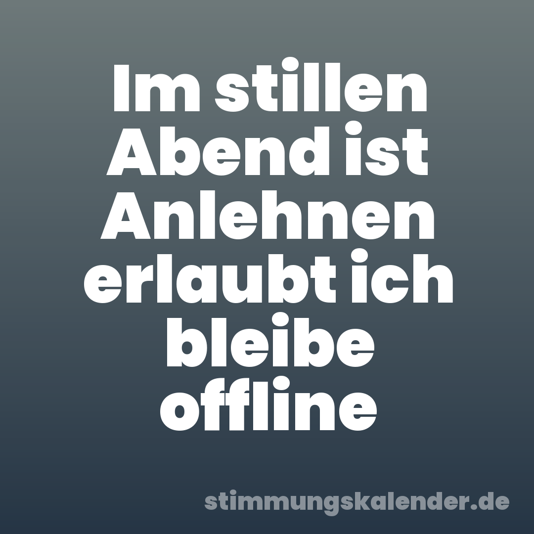 Im stillen Abend ist Anlehnen erlaubt ich bleibe offline