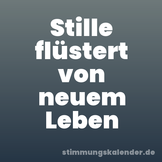 Stille flüstert von neuem Leben