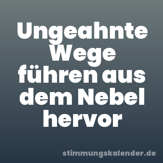 Ungeahnte Wege führen aus dem Nebel hervor