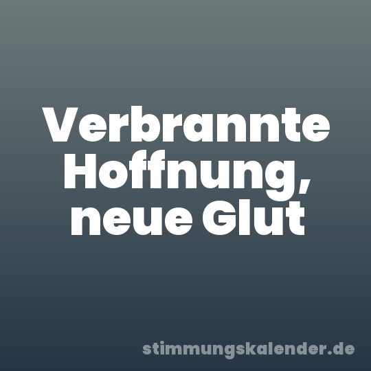 Verbrannte Hoffnung, neue Glut
