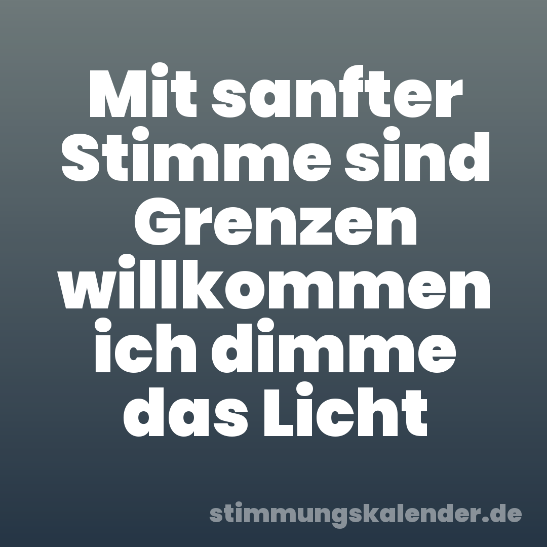 Mit sanfter Stimme sind Grenzen willkommen ich dimme das Licht