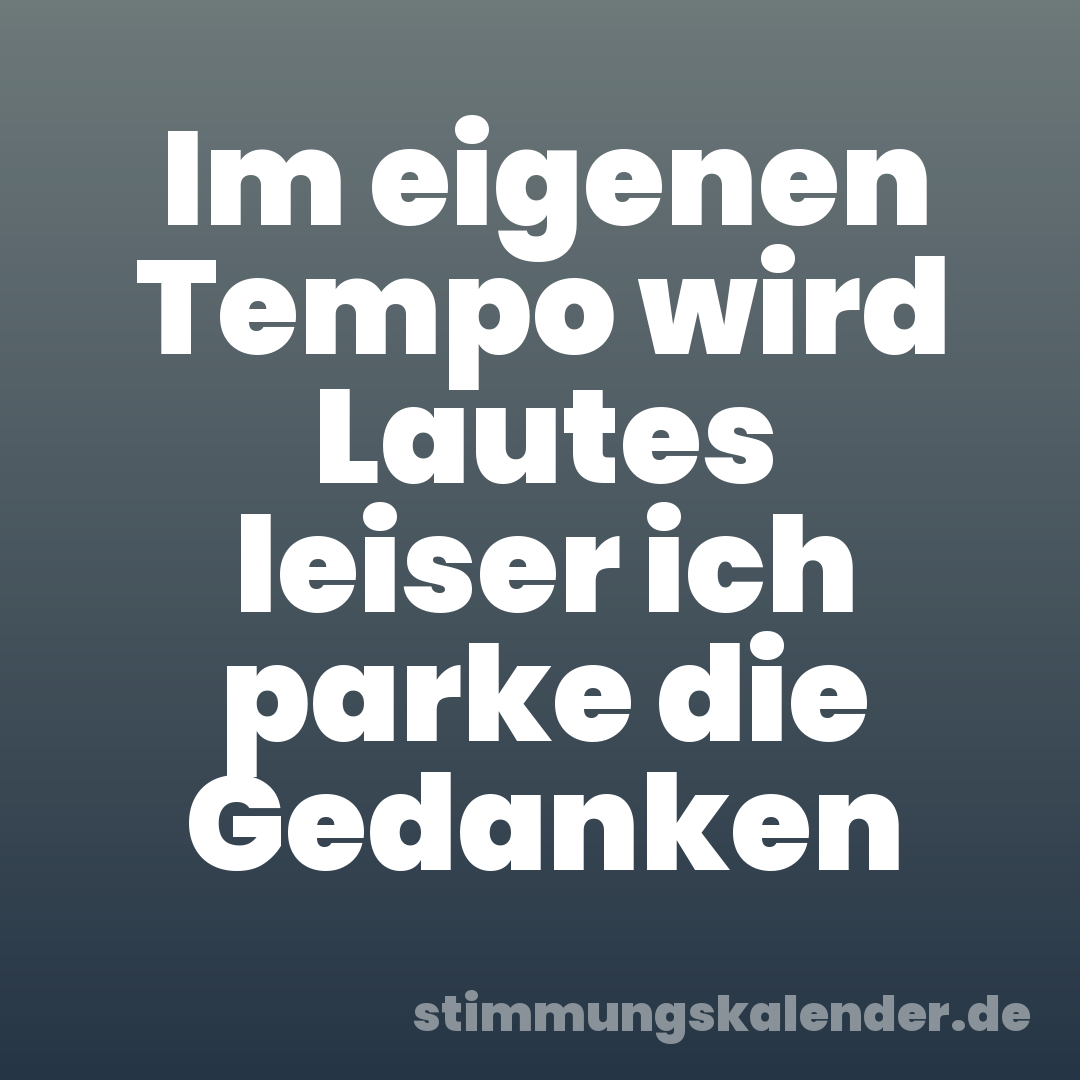 Im eigenen Tempo wird Lautes leiser ich parke die Gedanken