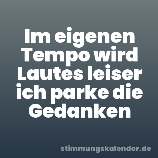 Im eigenen Tempo wird Lautes leiser ich parke die Gedanken