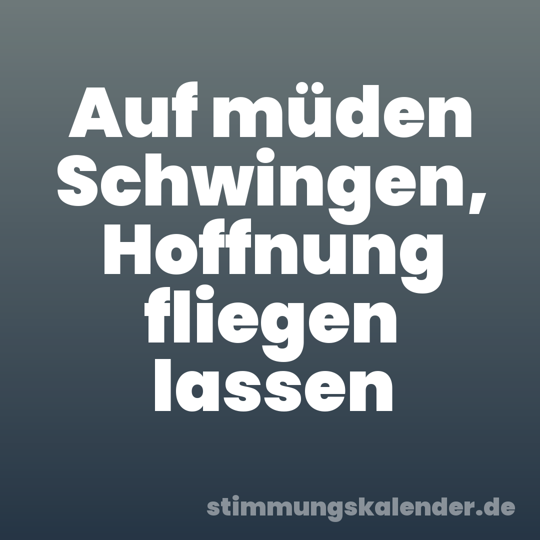 Auf müden Schwingen, Hoffnung fliegen lassen