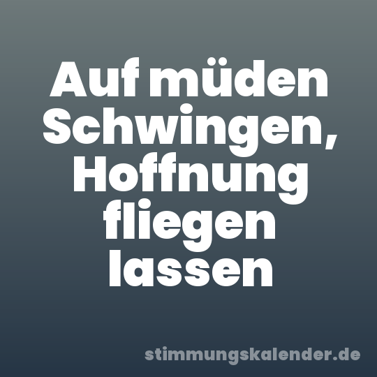 Auf müden Schwingen, Hoffnung fliegen lassen