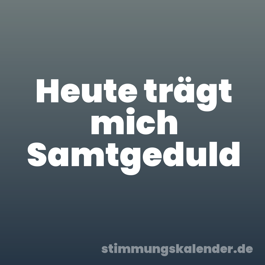 Heute trägt mich Samtgeduld