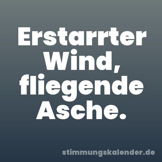 Erstarrter Wind, fliegende Asche.