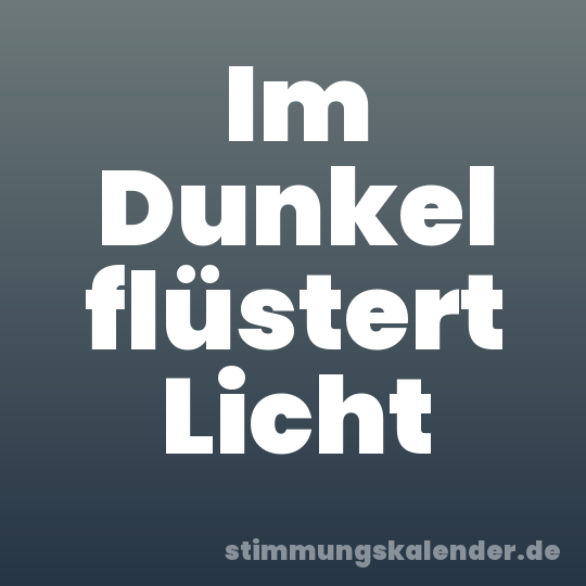 Im Dunkel flüstert Licht