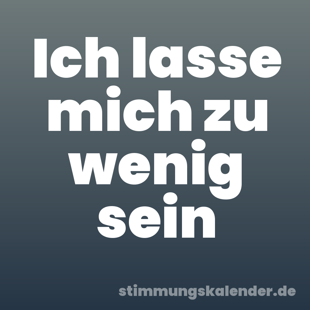Ich lasse mich zu wenig sein