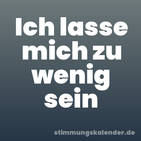 Ich lasse mich zu wenig sein