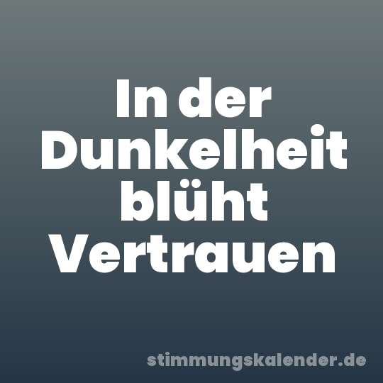 In der Dunkelheit blüht Vertrauen