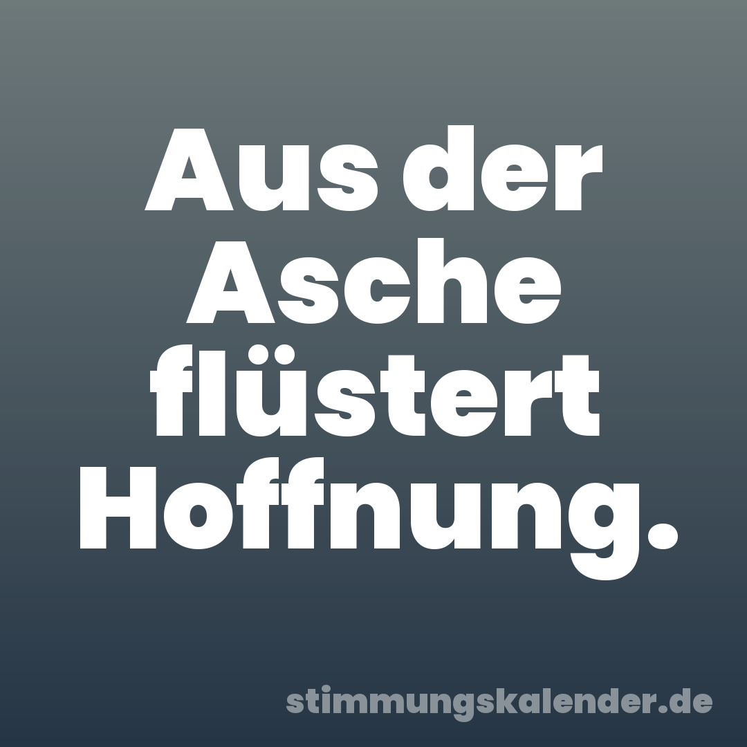 Aus der Asche flüstert Hoffnung.