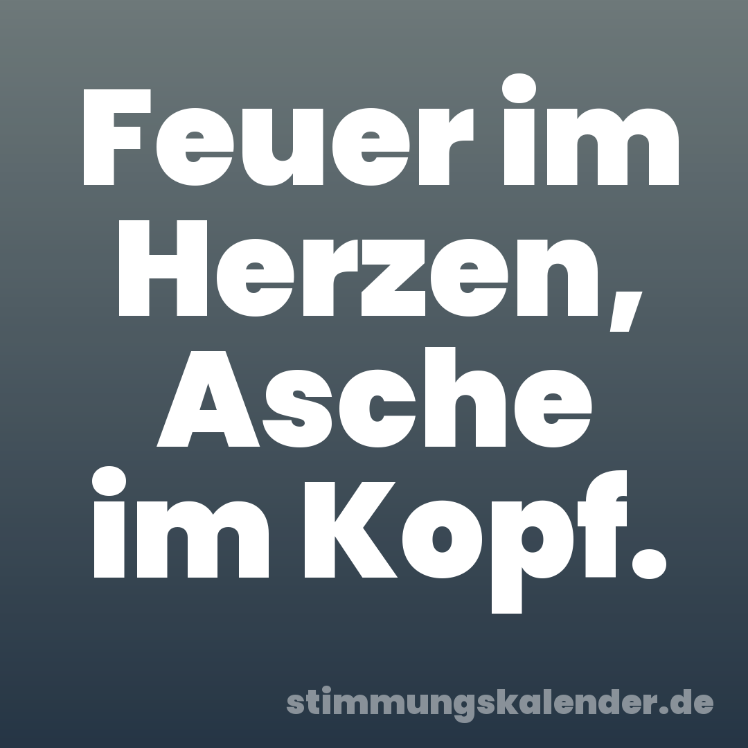 Feuer im Herzen, Asche im Kopf.
