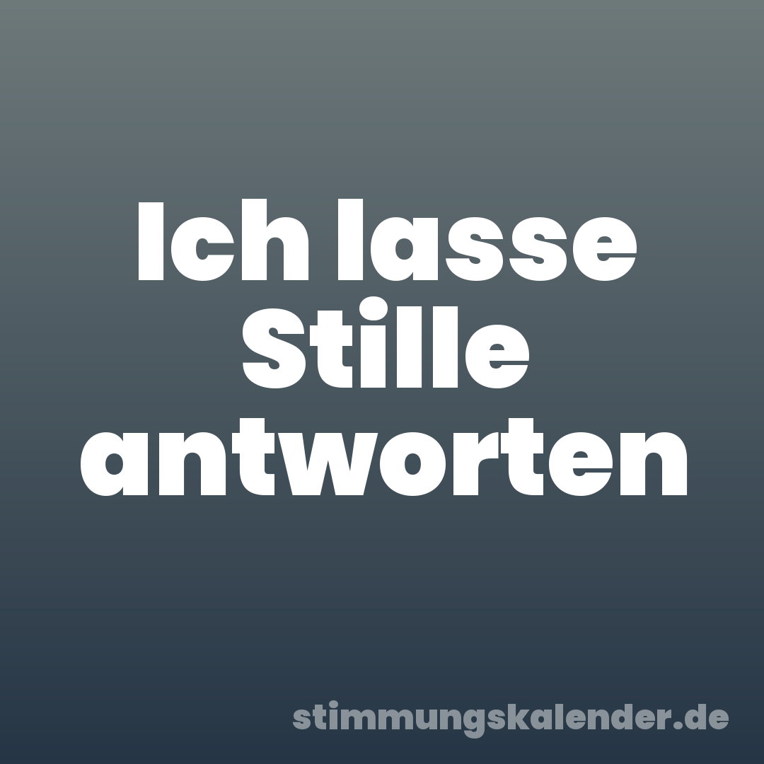 Ich lasse Stille antworten