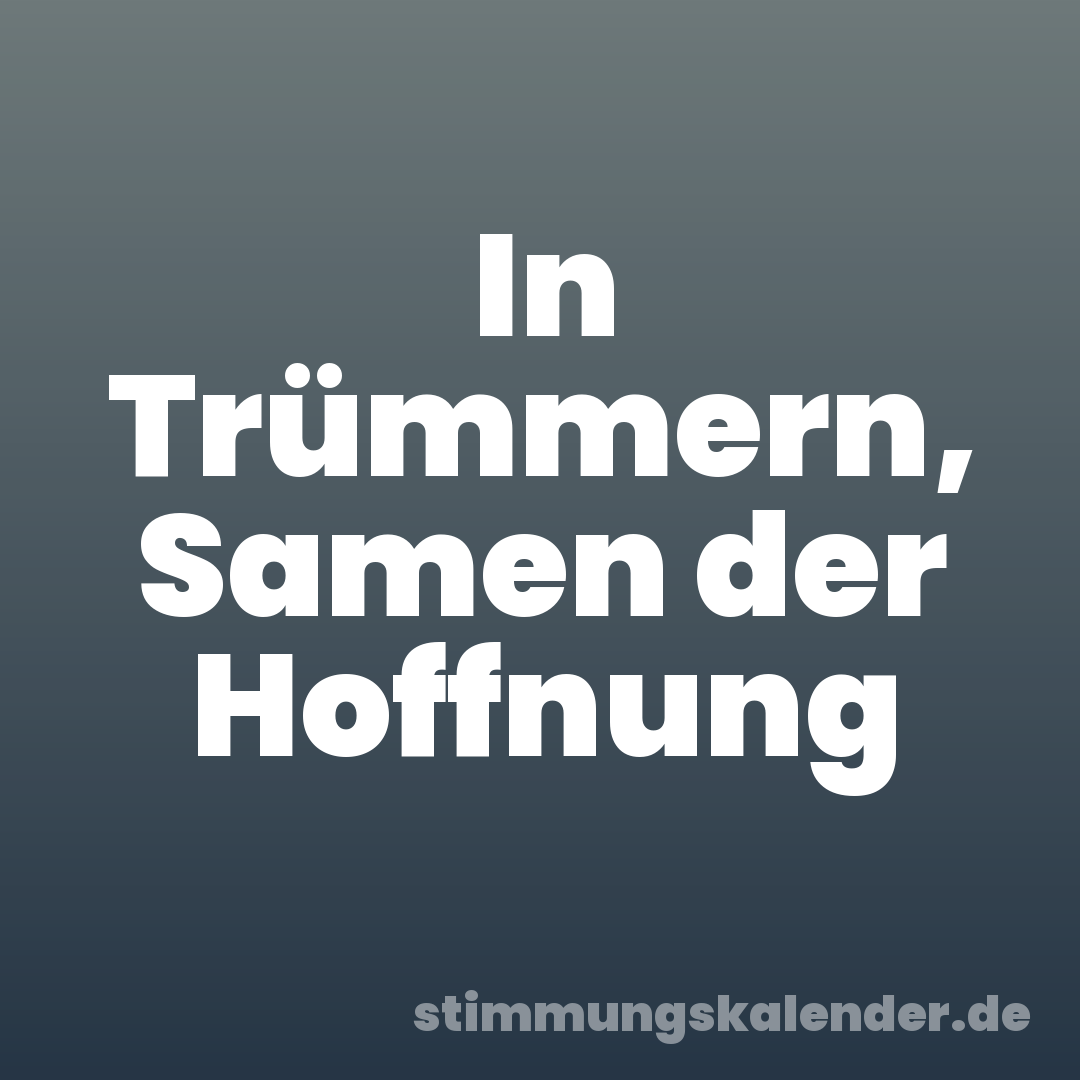 In Trümmern, Samen der Hoffnung