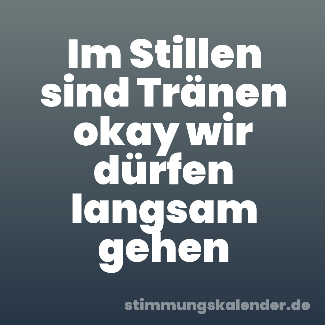 Im Stillen sind Tränen okay wir dürfen langsam gehen