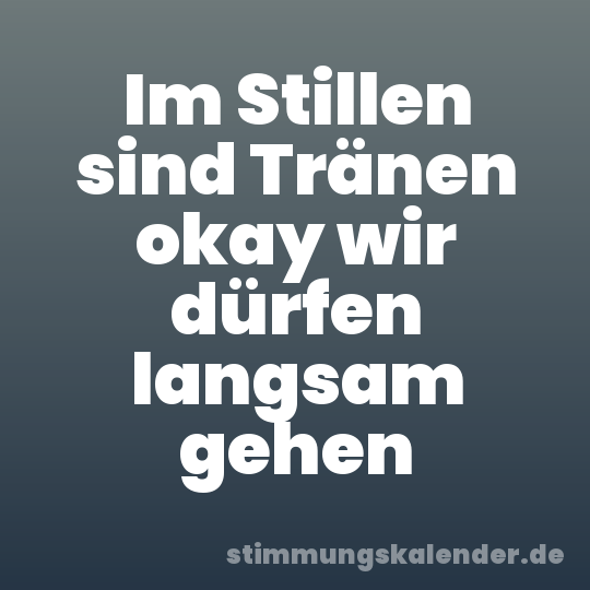 Im Stillen sind Tränen okay wir dürfen langsam gehen